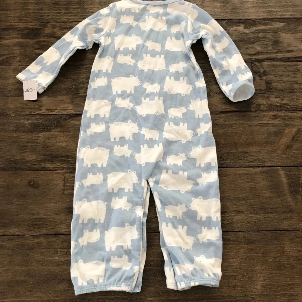 NWT‎ Carter’s Baby 9 months Blue Polar Bear Sleep N Play Pajama One Piece Cotton